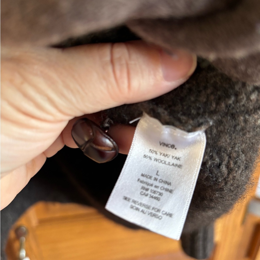 Vince Dark Brown Wool Blend Shawl Collar Cardigan - Picture 8 of 11